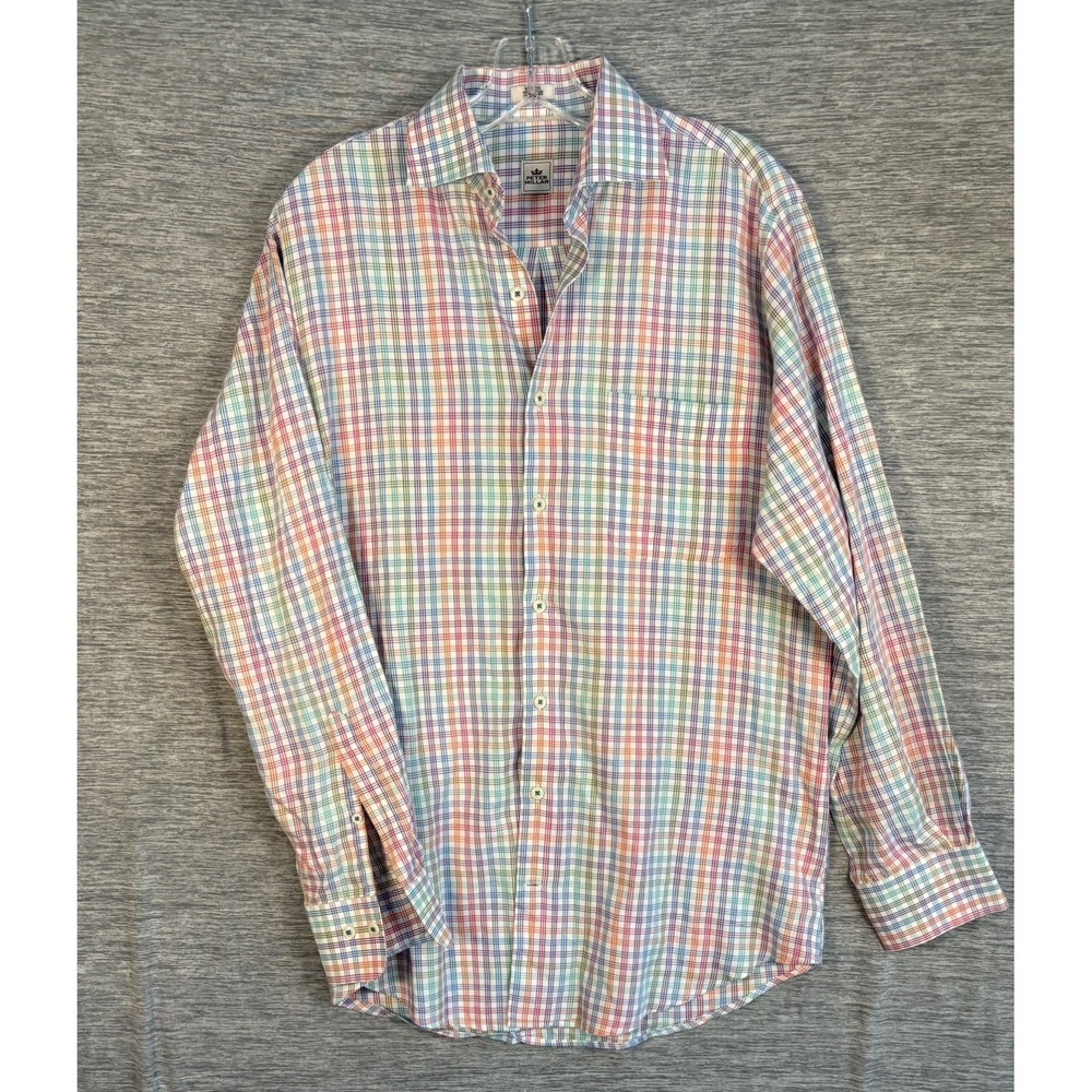 Peter Millar Crown Crafted Shirt Men's Medium M Tailored Fit Plaid Rainbow L/S